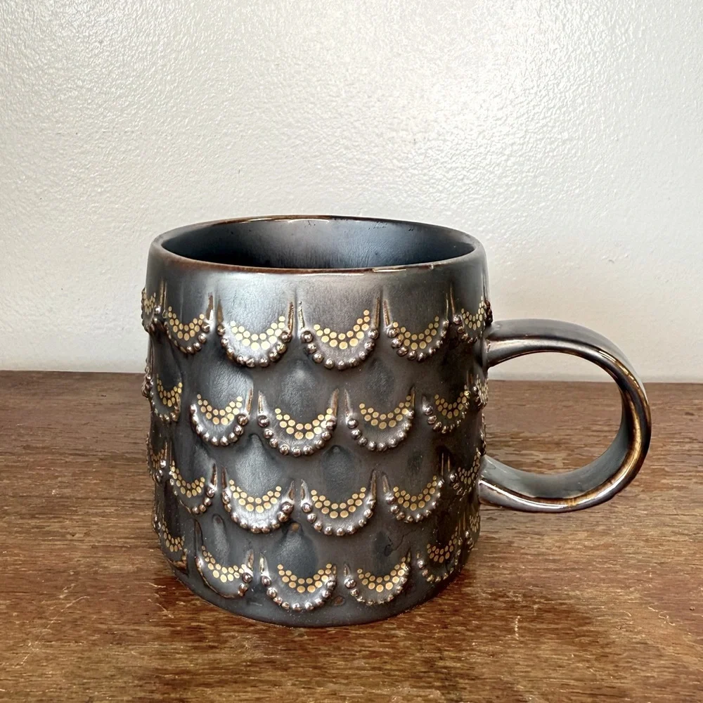 Starbucks Anniversary 2015 Mug Coffee Cup Mermaid 3D Gold Scales Good Condition
